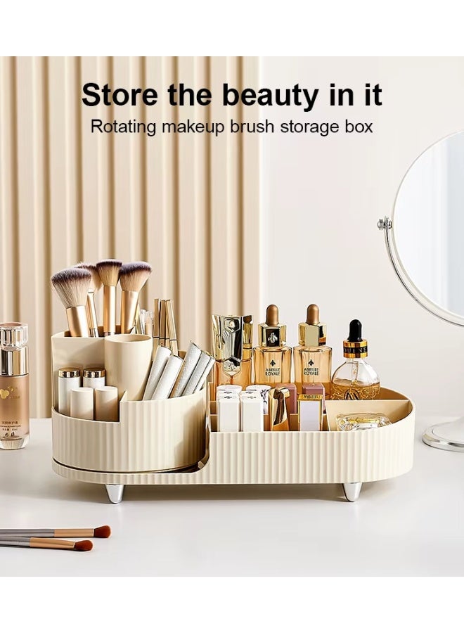 منظم مكياج دوّار 360° متعدد الأقسام مع حامل فرش - Image 5